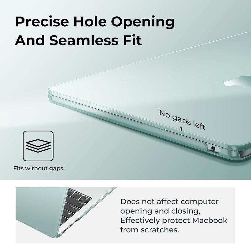 Eoocoo حافظة متوافقة مع ماك بوك إير 13 بوصة 2026 2025-2022 طراز M4 M3 M2 A3240 A3113 A2681، ماك إير 13.6 بوصة غلاف صلب شفاف وغطاء لوحة مفاتيح وفيلم شاشة وType-C، كريستال سيج - Image 3